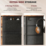 HOMCOM Chest of 5 Fabric Drawers with Steel Frame, Pockets & Hooks – Bedroom Storage, Rustic Brown