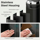 HOMCOM 42L Automatic Motion Sensor Rubbish Bin – Fingerprint-Resistant Stainless Steel Kitchen Bin, Black