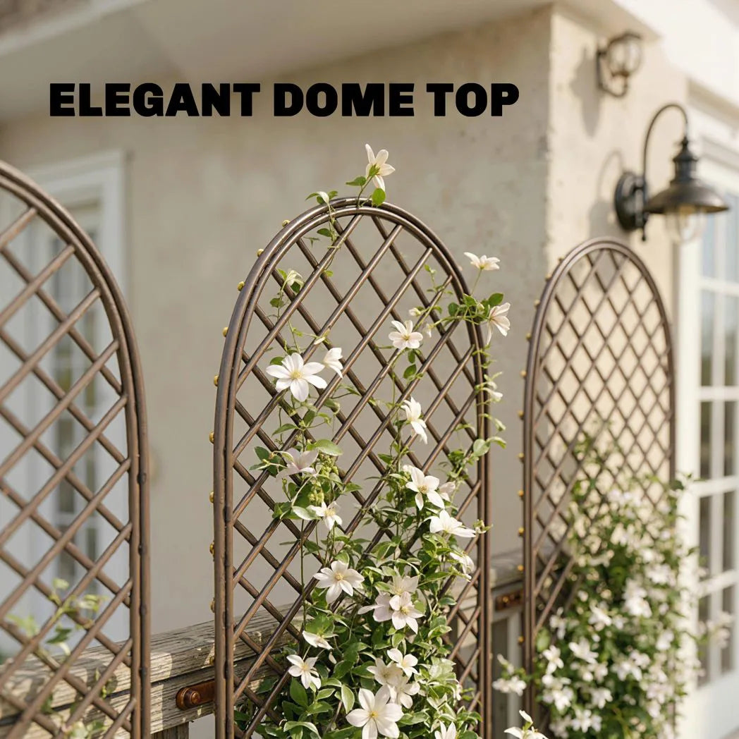 Outsunny Hand-Woven Wicker Garden Trellis Panel with Dome Top for Climbing Plants, 43 x 112 cm, Natural