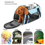 Large Soft Fabric Folding Pet Carrier Bag with Mesh Panels & Pockets – Portable Dog and Cat Travel Bag, Black