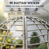 Outsunny Garden Egg Chair with Footstool, PE Rattan Indoor Outdoor Lounge Set with Thick Cushions – Light Grey