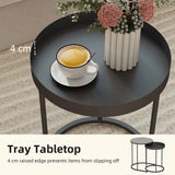 HOMCOM Set of Two Industrial Round Nesting Tables with Metal Frames – Coffee and Side Tables, Grey