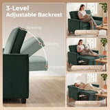 HOMCOM 2 Seater Sofa Bed, 3-in-1 Pull Out Sleeper with Click-Clack Adjustable Backrest, Dark Green