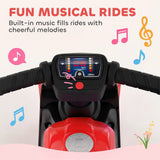AIYAPLAY Toddler Balance Bike with Music, Extra-Wide PP Tyres & Motorbike Design – Boys and Girls Ride-On, Red