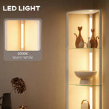 HOMCOM Dimmable LED Corner Shelf Floor Lamp with Foot Switch