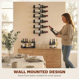 HOMCOM Wall Mounted 6-Tier Wine Rack – Metal Bottle Display Holder for Kitchen, Black