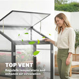 Outsunny Lean-to Polycarbonate Greenhouse 4 x 2ft with 2 Hinged Doors & Top Vent, Aluminium Frame, Black