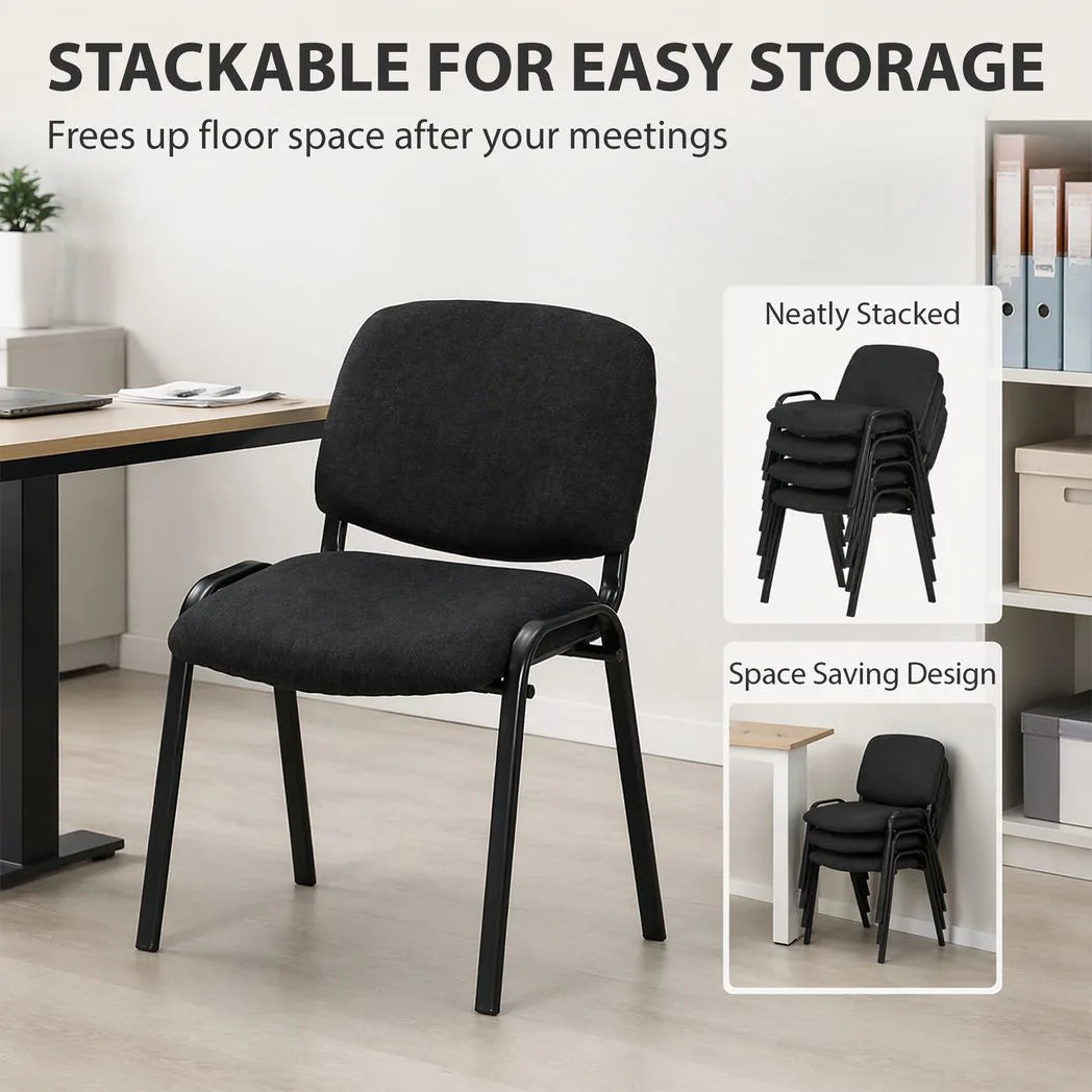 HOMCOM Stackable Meeting Chair with Padded Seat and Curved Backrest – Conference Room Office Chair, Black