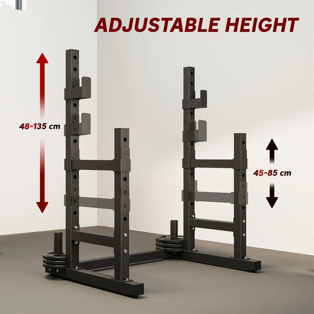 SPORTNOW Adjustable Squat Rack with Plate Holders and Safety Spotters, 300kg Load – Home Gym