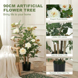 HOMCOM 90cm Artificial Rose Tree