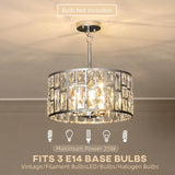 HOMCOM Crystal Chandelier with 72 Glass Pieces and 3 E14 Bulbs – Adjustable Ceiling Light, Silver-Tone
