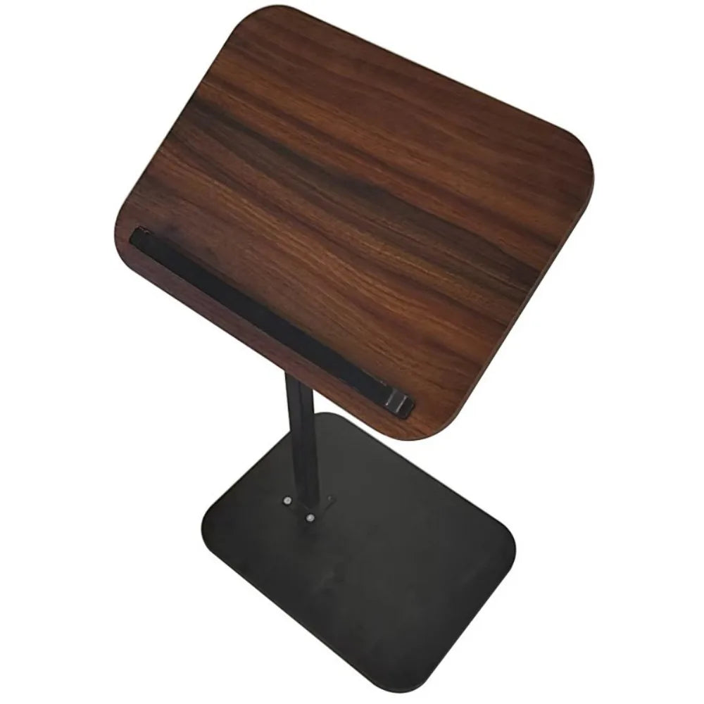 C-Shaped Adjustable Sofa Side Table with Tilting Flip Top, 45–80cm Height – Laptop & Coffee Table, Walnut