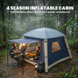 Outsunny Inflatable Camping Tent with Hand Pump – 1–2 Person Blackout Blow Up Air Tent with Carry Bag, Dark Blue