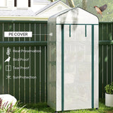 Outsunny 4 Tier Mini Portable Greenhouse with PE Cover & Lockable Wheels – Compact Plant Grow Shed, White