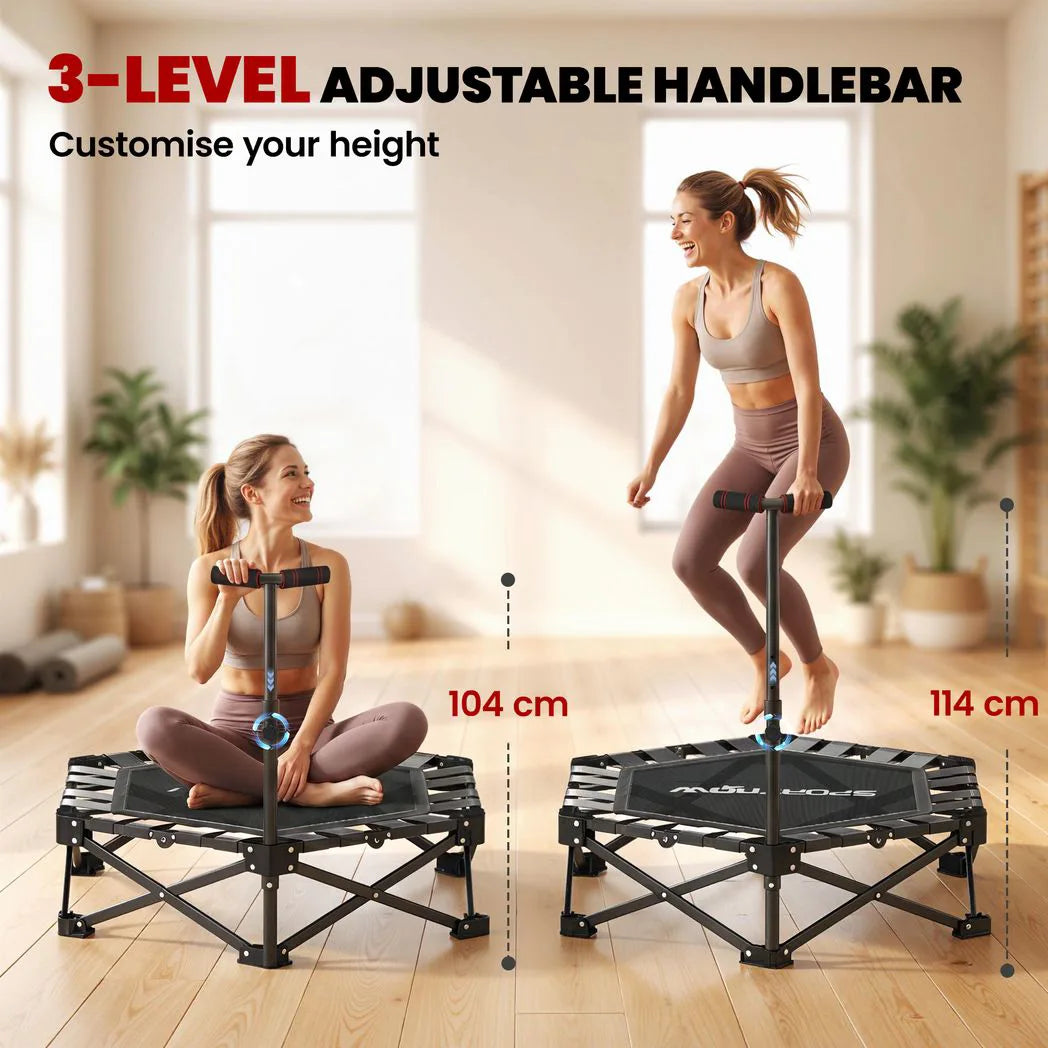 SPORTNOW 42" Foldable Mini Trampoline with 3-Level Adjustable Handle & Storage Bag – Fitness Rebounder for Adults