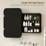 HOMCOM Bathroom Wall Cabinet with Tempered Mirror Door & 3 Shelves – Metal Mirror Cabinet for Bathroom or Hallway, Black