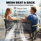 Outsunny 4 Seater Metal Garden Sofa Set – Loveseat, Two Armchairs and Coffee Table with Breathable Mesh Seats, Grey