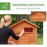 PawHut Wooden Chicken Coop with Nesting Box, Pull-Out Tray, Sliding Window and Waterproof Roof – Hen House