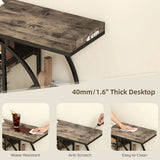 HOMCOM Industrial Console Table with 6 Open Shelves – Hallway Entryway Table with Metal Frame, Rustic Brown