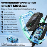 HOMCOM 10 m Type 2 to 3-Pin Plug EV Charger, 2.8 kW, 6-13 A, IP65 Portable Charging Cable with LCD & 1-12 h Timer