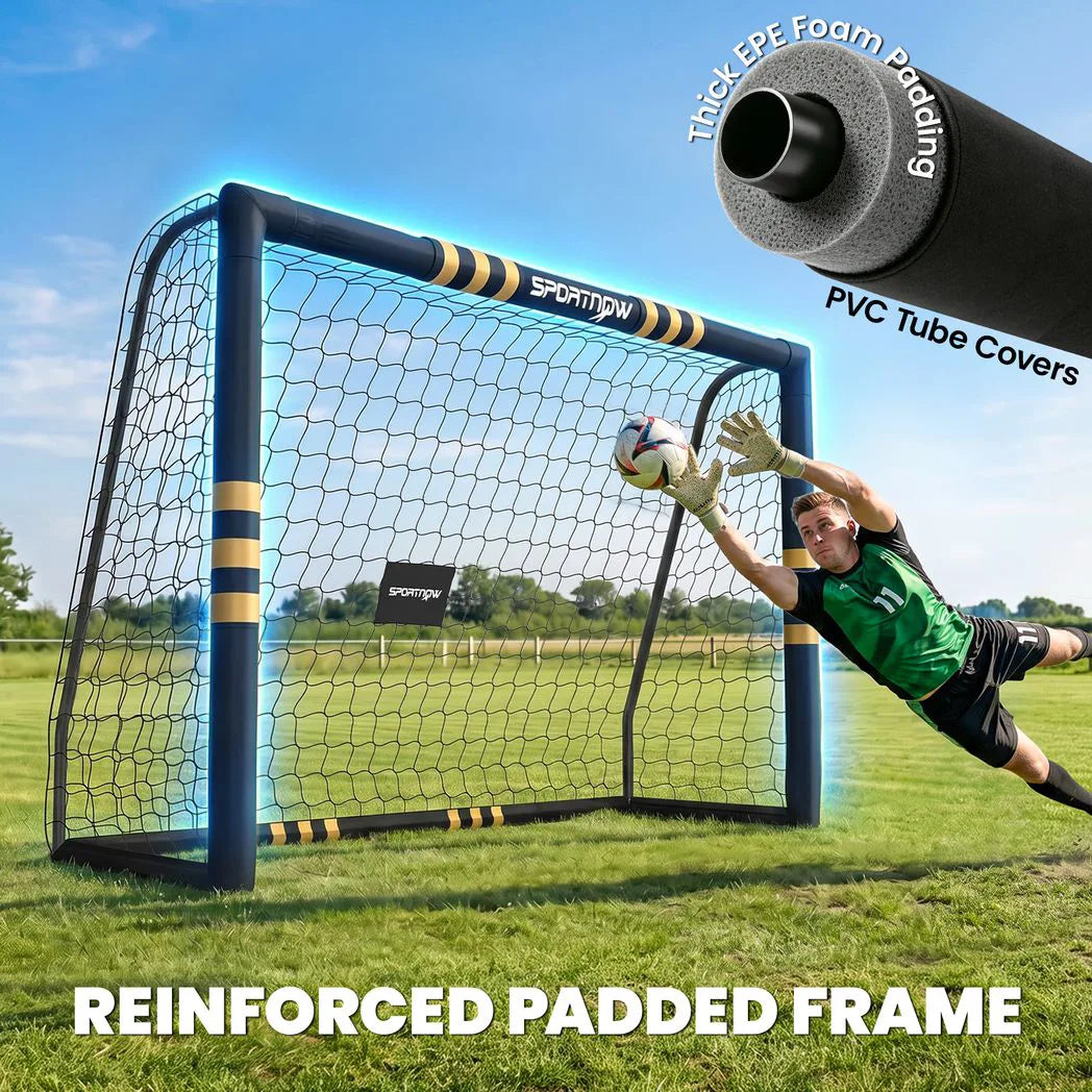 SPORTNOW 8 x 5ft Portable Football Goal with Foam-Padded Metal Frame & Ground Stakes – Garden Football Net for Training