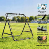 HOMCOM Adjustable Football Rebounder Net – Steel Frame Kickback Target Goal for Teens and Adults, Black