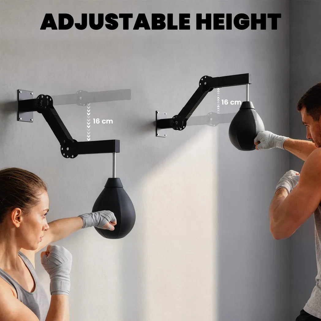 SPORTNOW Wall-Mounted Boxing Speed Bag with Height-Adjustable Arm, Air Pump and Wrenches – Home Gym Equipment