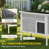 PawHut Outdoor Cat House with Removable Insulated Liner, Asphalt Roof and Escape Door – Wooden Cat Shelter