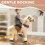AIYAPLAY Plush Rocking Horse Ride On Pony with Wheels, Saddle & Handlebars – Kids 3–5 Years, Brown