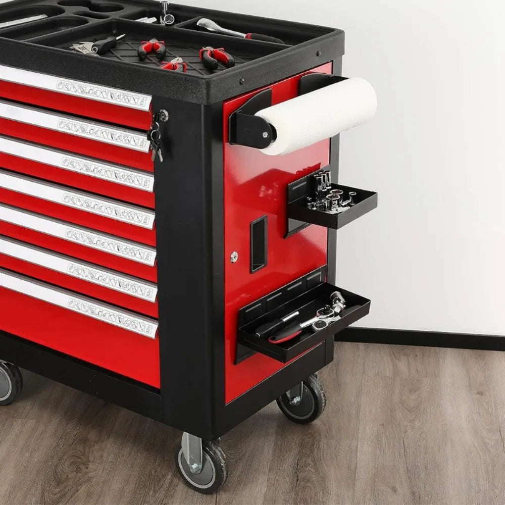 4-Piece Magnetic Tool Tray Set with Shelves, Aerosol Can and Paper Towel Holders – Toolbox Side Storage