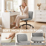 HOMCOM Armless Home Office Desk Chair with Wide 62cm Seat, Adjustable Height and Rocking – Pet-Friendly Leather, Grey