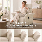 HOMCOM Push Back Recliner Armchair with 8-Point Massage, Lumbar Heat and Adjustable Armrests – Beige