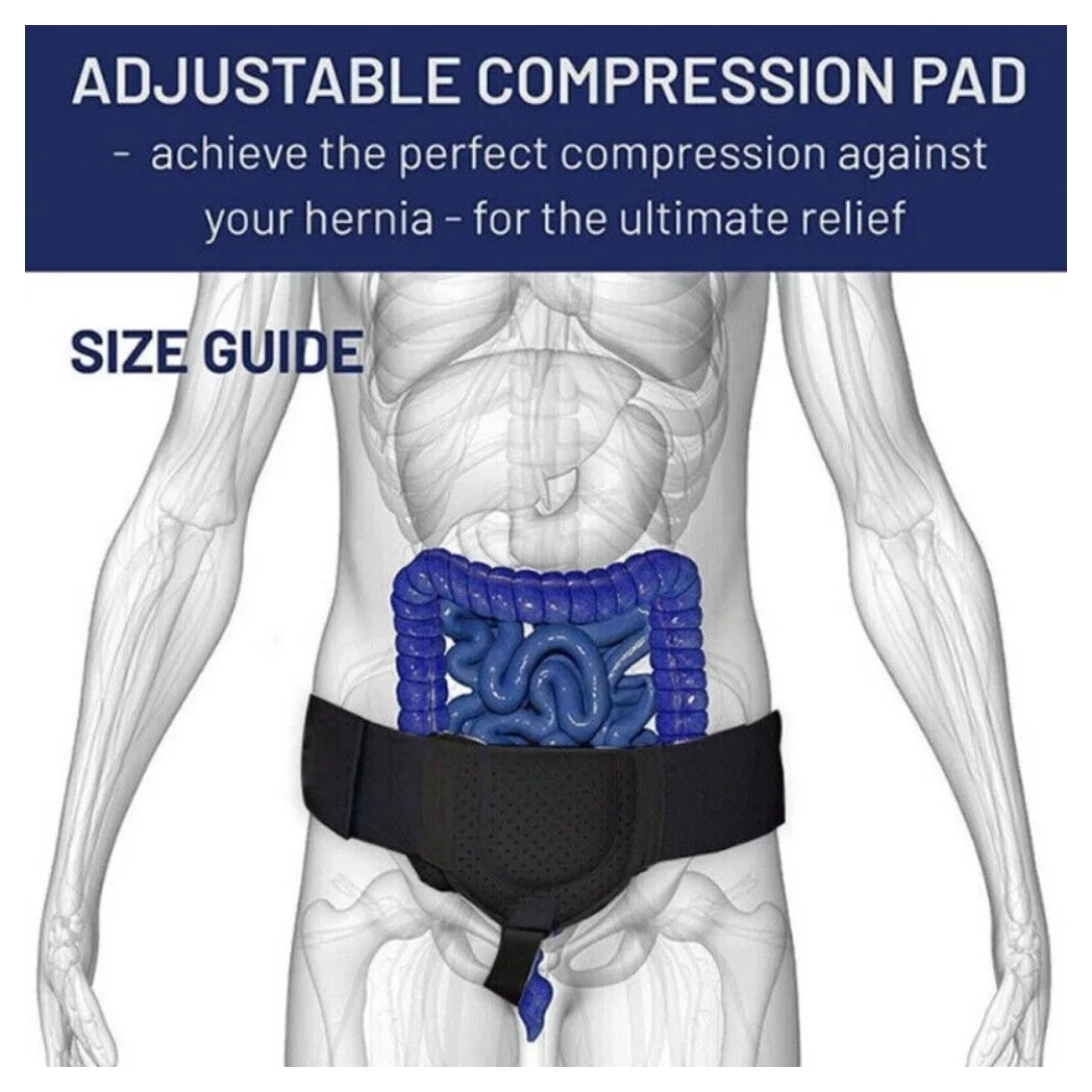 Inguinal Groin Hernia Support Belt for Men – Adjustable Removable Truss Brace, Black