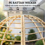 Outsunny Rattan Egg Chair with Footstool and Thick Cushions – Indoor Outdoor Garden Lounge Set, Beige
