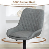 HOMCOM Set of 2 Retro Faux Leather Bar Stools with Swivel Seat & Adjustable Height – Diamond Tufted, Light Grey