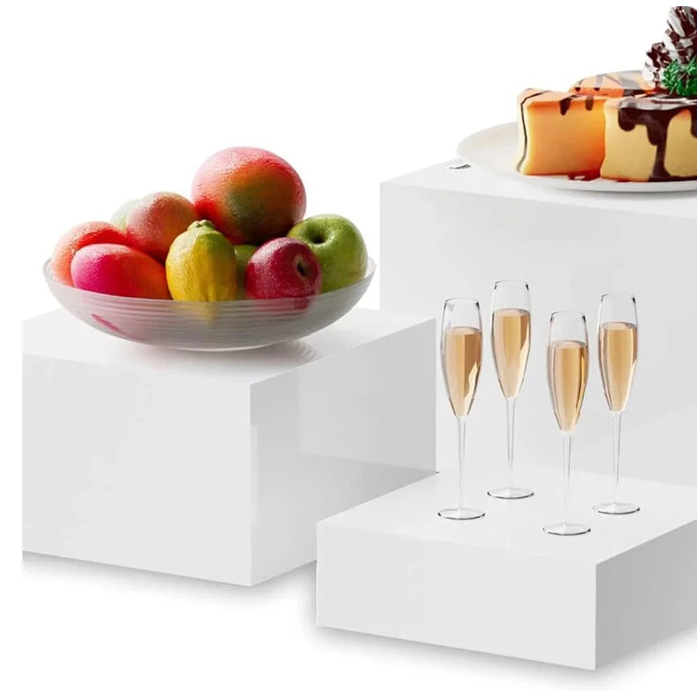 Acrylic Cube Display Riser Set with 4 Nesting Boxes and 4 Storage Bags – Dessert, Cake and Product Stands