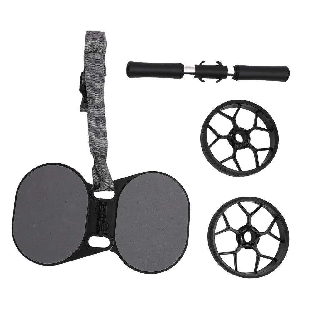 Abdominal Wheel Roller with Automatic Rebound Pull Straps & Foldable Knee Pad – Dual-Wheel Core Trainer for Men & Women