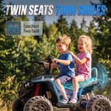 AIYAPLAY 24V 2 Seater Electric Quad Bike for Kids with Soft Start, LED Lights and Music – Ages 3–8, Black