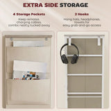 HOMCOM Tall Chest of Drawers with 4 Fabric Drawers, 4 Pockets & 2 Hooks – Steel Frame Storage, Natural Wood