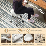 HOMCOM Salon Saddle Stool with Wheels – Adjustable Rolling Chair for Massage, Spa, Beauty and Tattoo, White