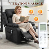 HOMCOM Riser and Recliner Chair with Vibration Massage, PU Leather Power Lift Chair for Elderly, Black