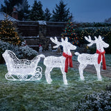 Light-Up Reindeer and Sleigh Christmas Decoration – 73cm, 240 White LEDs, UK Plug