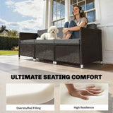 Outsunny 7-Piece Outdoor Cushion Set with Removable Covers – Reversible Rattan Furniture Cushions, Dark Grey