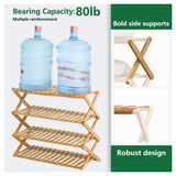 Foldable 4-Tier Bamboo Shoe Rack – No Assembly Required, Natural