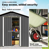 Outsunny 6.5 x 3.5ft Galvanised Metal Garden Shed with Double Doors and Vents, Dark Grey