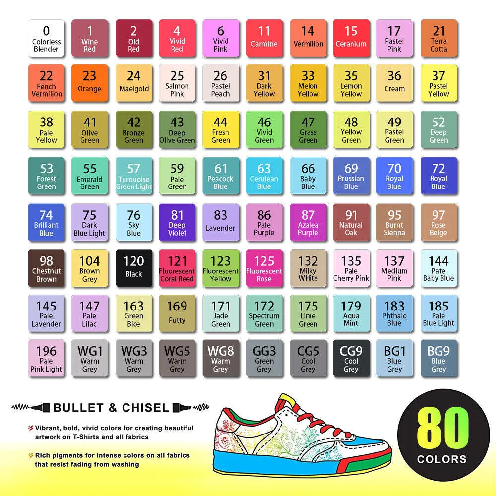 80-Colour Dual-Tip Acrylic Paint Marker Set – Permanent Water-Based Pens for DIY, Sketching and Graffiti