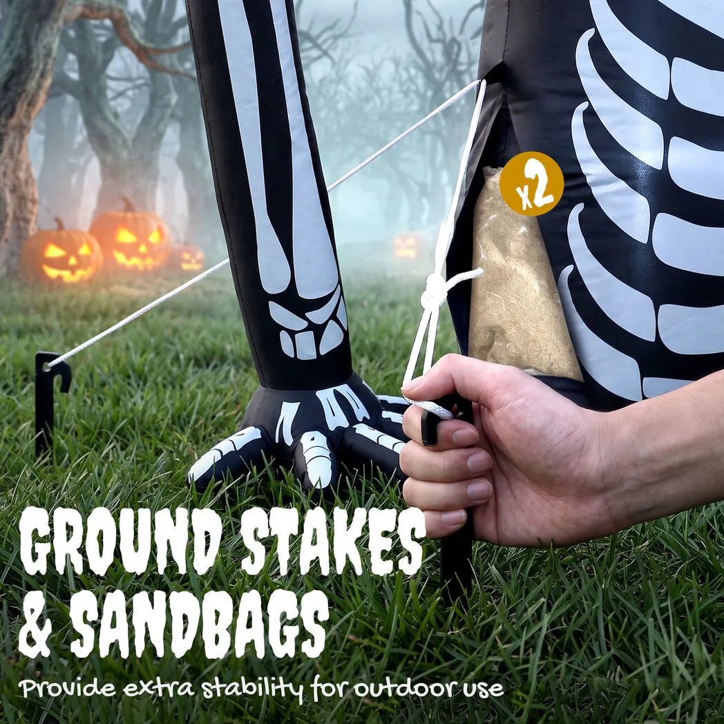 Outsunny Inflatable Ground-Crawling Skeleton with Built-In LEDs – Scary Halloween Decoration, Indoor/Outdoor