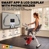 SPORTNOW 4-in-1 Folding Exercise Bike with Resistance Bands, Bluetooth & 8-Level Resistance – Home Cardio, Orange