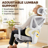 HOMCOM Ergonomic Office Chair with Adjustable Headrest, Lumbar Support & Legrest – Reclining Mesh Chair, Grey