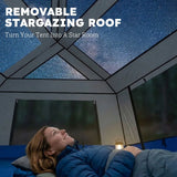 Outsunny 4 Person Cabin Tent with Easy Setup Frame, 3000mm Waterproof & Removable Roof – Family Camping Tent, Blue